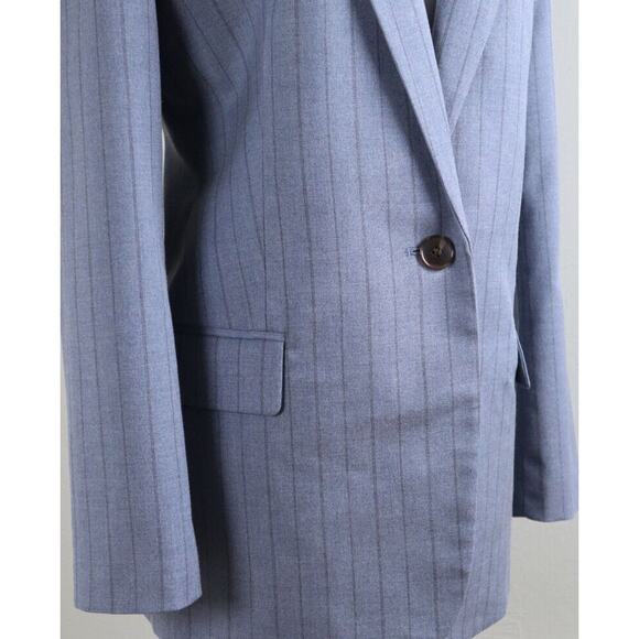 MADEWELL J.Crew $178 Blue Pin Striped Structured Blazer Jacket Top Size 4 - Picture 3 of 6